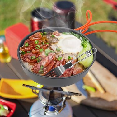 Набір посуду для кемпінгу KXVXXV з нержавіючої сталі: посуд, каструлі, каструлі для кемпінгу, приготування їжі на природі, пікніків, риболовлі та походів