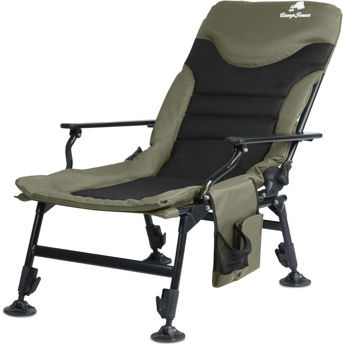 Крісло розкладне CampFeuer Angelstuhl мохово-зелений/чорний, регульоване по висоті, для кемпінгу, риболовлі та подорожей