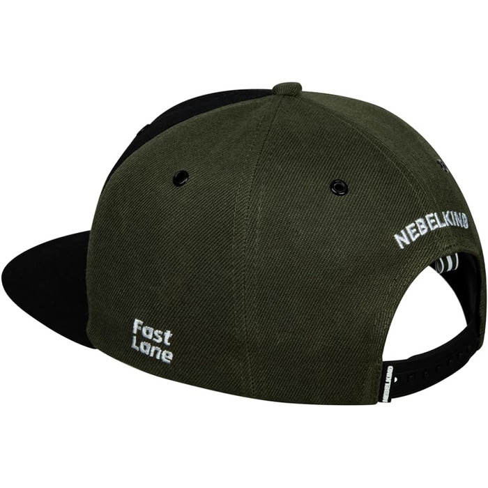 Кепка Nebelkind Snapback Unisex, чорний з оливковим, регульована, трендова streetwear, якісна бейсболка з прямим козирком