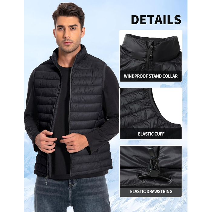 Чоловіча легка степна жилетка Pioneer Camp – водонепроникна, пакувальна, з підкладкою – для активного відпочинку, роботи, спорту та подорожей (Чорний, L)