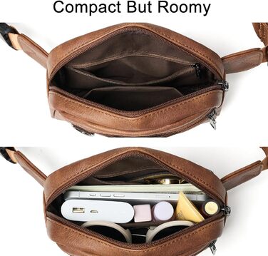 Жіноча та чоловіча поясна сумка, 2 л, веганська шкіра, коричнева, 8 дюймів, для подорожей, хайкінгу, бігу