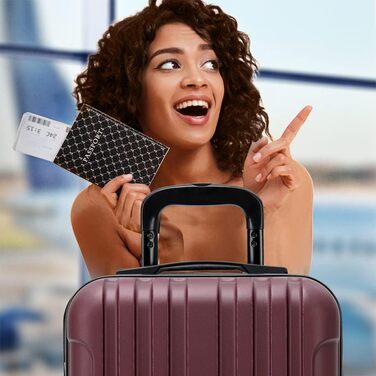 Набір валіз Flight Knight Premium з ABS-пластику, TSA-замком та USB-портом, 8 коліс (S 55см, M 67см, L 76.5см), бордовий