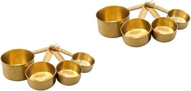 BESTOYARD 2 Sets Stainless Steel Measuring Spoons Rustproof Measuring Spoons Tablespoons Measuring Spoons Measuring Cups Micro Scoop Measuring Scoop Measuring Cups Baking Stainless Steel Golden 4 Pieces * 2