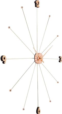 Kare Design Wall Clock Like Umbrella, 100cm Diameter, Clock, Modern, Minimalist, Aluminum Frame, Round, Battery not included (Rosegold)