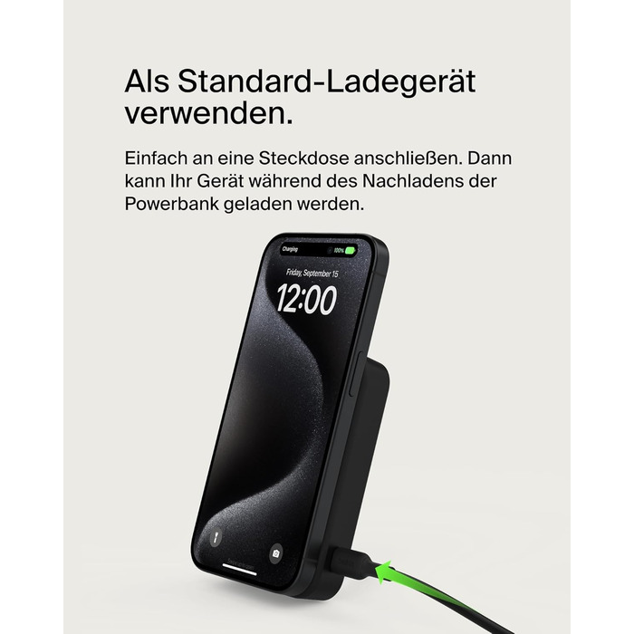 Belkin BoostCharge Pro Powerbank 10000mAh з Qi2 та MagSafe, з вбудованим підсвічуванням, чорний. Сумісний з iPhone 17, iPhone Air, iPhone 16, 15, 14, Pixel та ін.