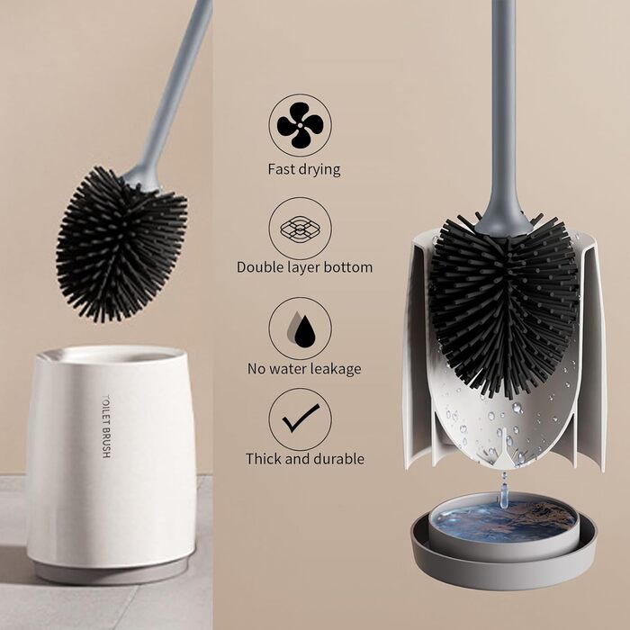 Набір силіконових щіток для максимальної гігієни: щітка для унітазу та щітка для підлоги, білий колір