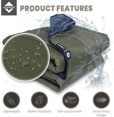 Onewind Underquilt Hammock, Full Length Underquilt with Insulation for Hammock Camping, 4 Seasons, Hiking, Backpacking, and Travel. Lightweight and Portable (Od Green Combo, -12°C to 0°C, 210cm*130cm)