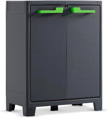 Keter Moby Plastic Cabinet, tall, anthracite/green/gray, cm, including 4 adjustable shelves each with a 30kg load capacity, suitable for indoor and outdoor use, UV and water-resistant (IPX3) (80 x 44 x 100)
