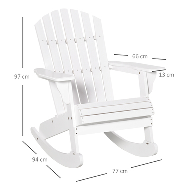 Крісло-гойдалка Outsunny Adirondack, 77 x 94 x 97 см, біле, стійке до погодних умов, ідеально підходить для садово-балкових меблів