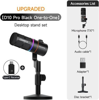 Мікрофон Comica EJoy D10 Pro: Динамічний USB/XLR з RGB-підсвічуванням та регулюванням гучності