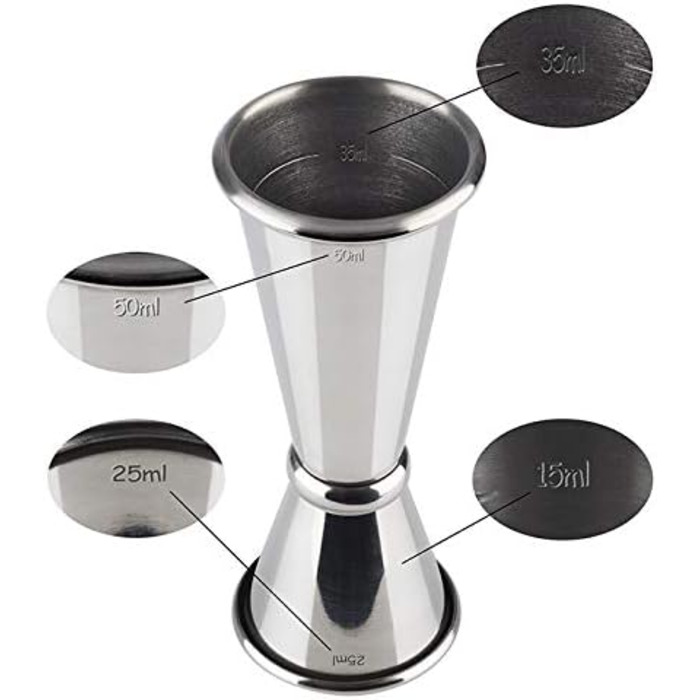 Boston Bar Set, 700 ml, Boston Cocktail Shaker, Bar Measure, Muddler, Bar Strainer, Food-Grade, Bar Set including Gift Box, (Polished Stainless Steel)