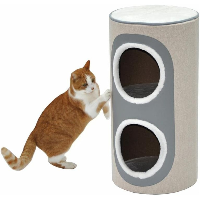 Котячий будиночок Nanook Nala: когтеточка, ігровий комплекс, будиночок, когтешкребок, 71 см, бежево-сірий