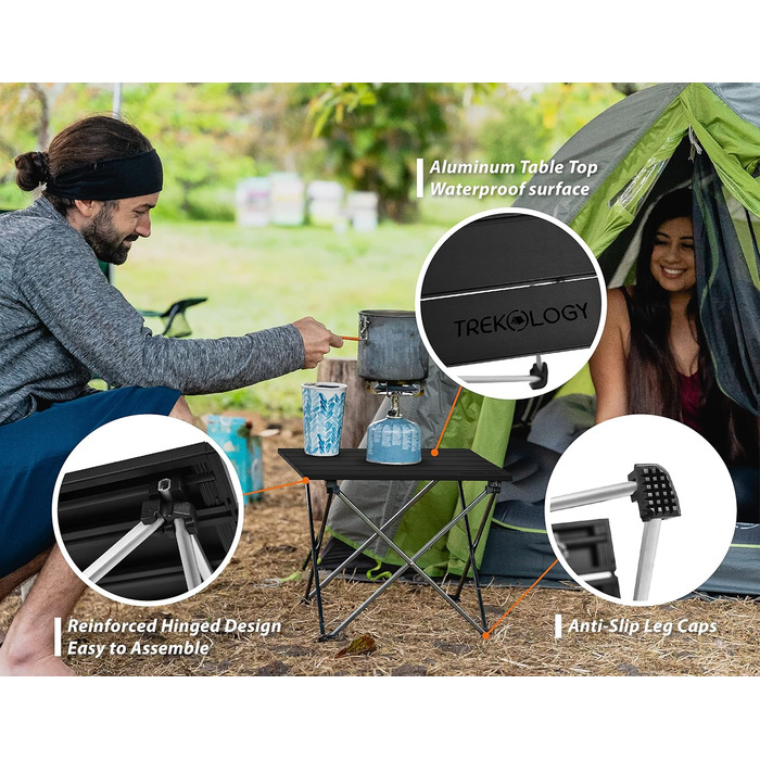 Trekology Стіл для кемпінгу: легкий, складаний, портативний, чорний Obsidian
