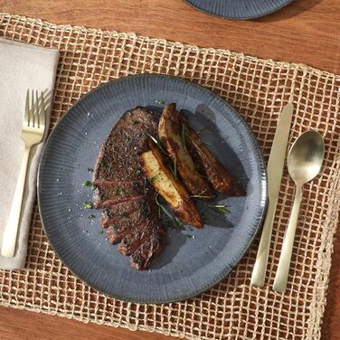 Сервіз столовий Gibson Elite Northrock Steingut 16-ти частинний для 4 осіб (12 предметів) - Білий з ручним розписом, кераміка Steingut