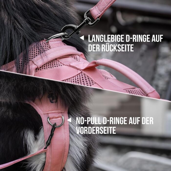 Нагрудник для собак OneTigris AIRE MESH, тактичний, великий, анти-тяга, з 2 ручками, регульований, дихаючий, зелений (рожевий, M)