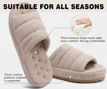 Чоловічі домашні тапочки KuaiLu: стильні, з м'якою устілкою з піною Memory Foam, для дому та вулиці (Бежевий, 49 EU)