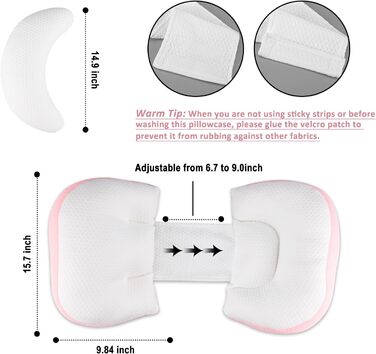 Тілопідтримуючий подушок для вагітних Chilling Home, подушка для сну на бік, регульована та портативна, для жінок та тих, хто спить на боці, з дихаючим чохлом (рожевий)