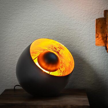 Настільна лампа ZEYA чорного кольору з мідними акцентами, Ø 23 см, в стилі лофт та ретро, E27, 40W