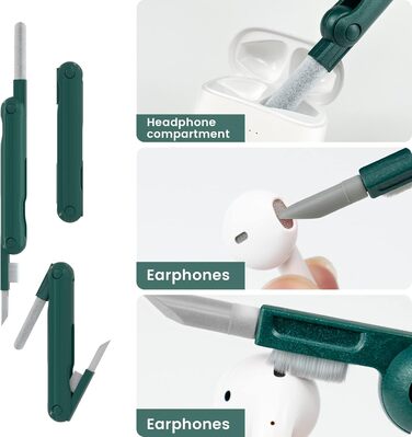 Набір для чищення клавіатури та навушників: щітка, стилус, 7 в 1. Підходить для AirPods, ноутбуків, телефонів, моніторів.