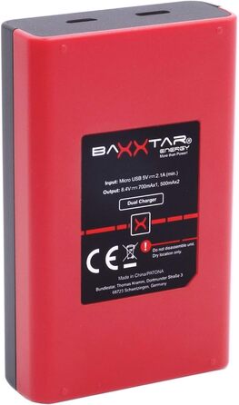 Акумулятор Baxxtar EN-EL15c 2600mAh з зарядним пристроєм Dual (LCD USB-C Micro-USB) для Nikon Z5, Z6 II, Z7 II, Z8, D500, D600, D610, D750, D780, D800, D810, D850, D7000, D7100, D7200, D7500, сумісний з EN-EL15b, ENEL15, EN EL15