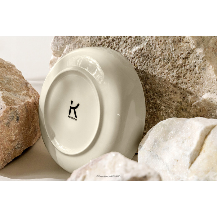 Обідній сервіз Konsimo Victo, бежевий глянцевий, набір на 6 осіб (18 предметів)