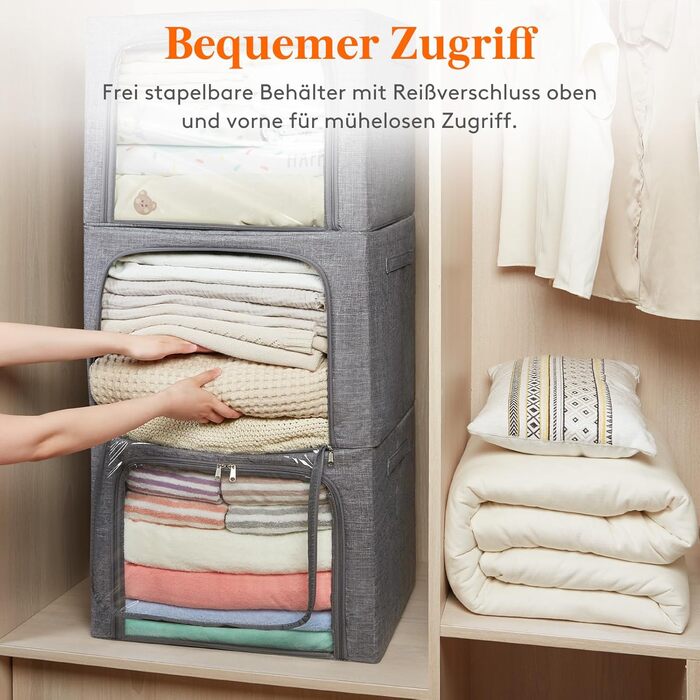 Коробка для зберігання одягу з кришкою від Lifewit, 100л, сіра (3 шт.)