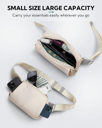 WATERFLY Поясна сумка на пояс для чоловіків та жінок: Стильна нагрудна сумка для спорту та моди, водонепроникна, маленька сумка на стегно для активного відпочинку, подорожей, походів, фестивалів (Бежева)