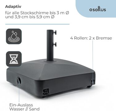 Osoltus umbrella stand 55 x 55cm on wheels, fillable, 43kg