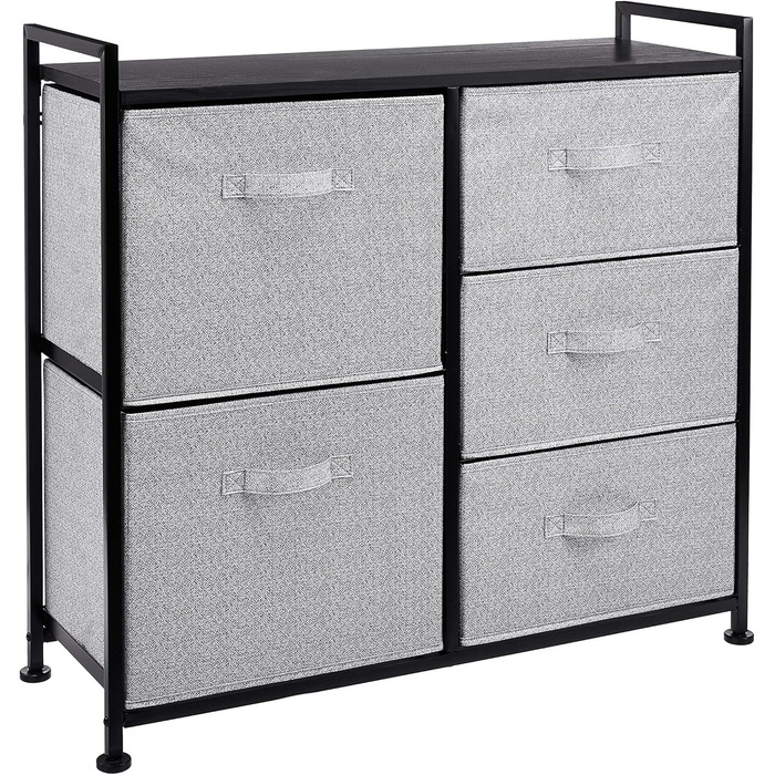 Amazon Basics - Closet Storage Organizer with 5 Fabric Drawers, White (Black)