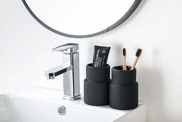 SYJAN HOME Matter Toothbrush and Toothpaste Holder, Toothbrush Holder, Modern Ceramic Toothbrush Holder, Black and Black