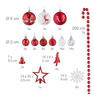 Relaxdays Set of 103 Christmas Baubles