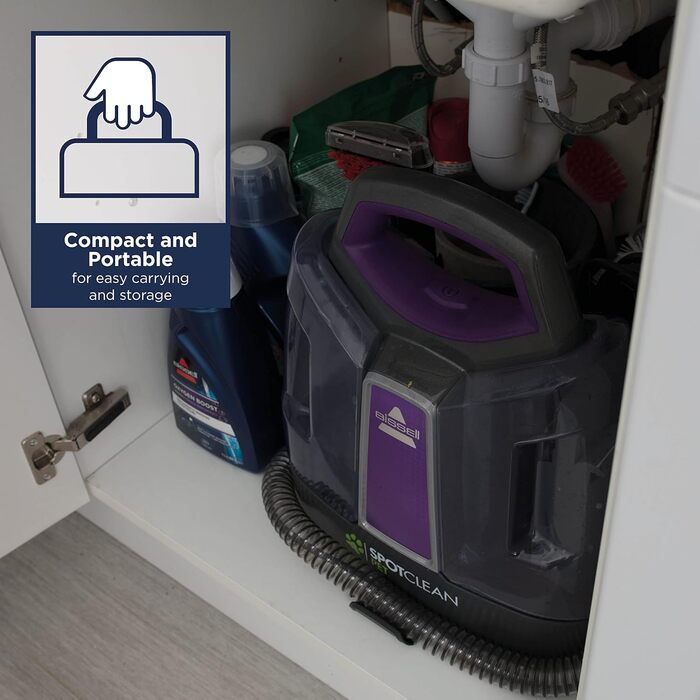 BISSELL SpotClean Pet: Портативний чистий для килимів та меблів | Видаляє плями та забруднення | Технологія HeatWave | 36982, Titan/Lila