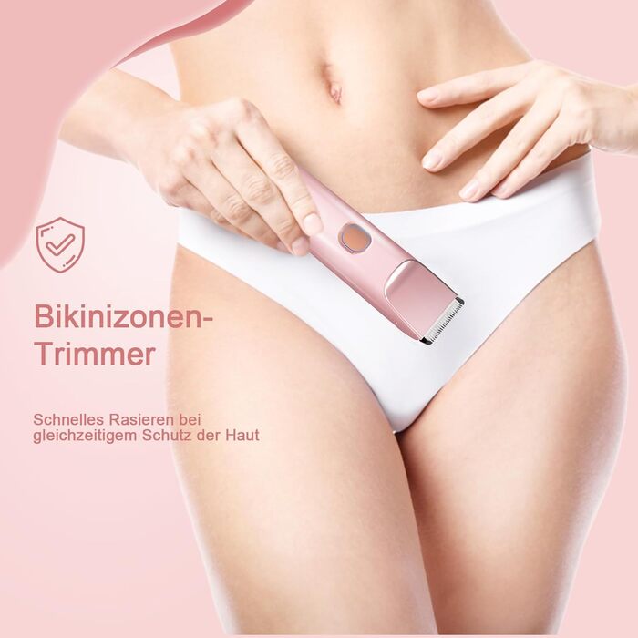 Електричний жіночий тример AOMEES 2-в-1 для обличчя, тіла та зони бікіні, IPX7, бездротовий, рожеве золото