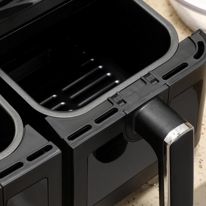 Фритюрниця HOMCOM з двома зонами, 8 л, 2500 Вт, 8 програм, антипригарне покриття, чорна