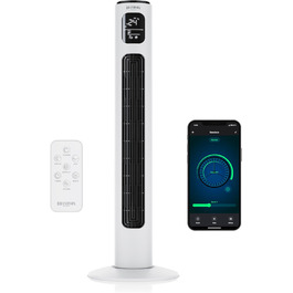 Вентилятор Brandson ECO з DC мотором: тихий, Wi-Fi, Smart Home, керування через додаток/Alexa, з осциляцією, преміум-якість (білий)