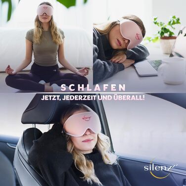 Маска для сну преміум-класу 3D - для жінок та чоловіків - комфортна, з м'якою підкладкою для повної темряви - рожева, Sleepy Purble