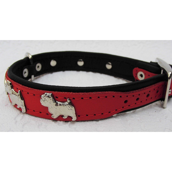 Льорочок для собак Westie, шкіряний, обхват шиї 30-36 см, червоний, новий