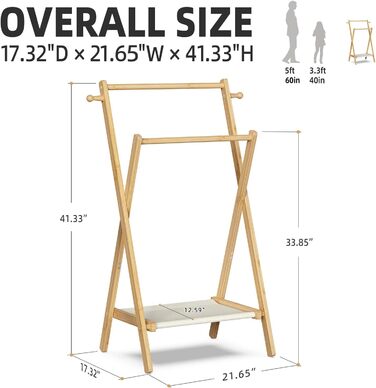 Kids' Clothes Rack, Small Clothes Rack for Toddlers and Pets, Dress-Up Rack with Storage Shelf and Double Rods, Folding Clothes Rack for Kids' Rooms (Standard Size) (Small Size)
