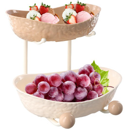 Багатоярусна фруктова етажерка, миска для фруктів, пластикова, з металевою полицею, сервірувальний стійка, фруктові миски для буфетів, закусок, овочів та десертів