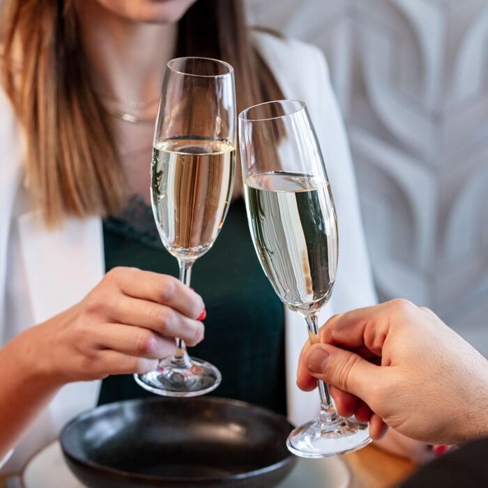Krosno Champagne Flutes | Set of 6 | 200 ML | Venezia Collection | Perfect for Home, Restaurants, and Parties | Dishwasher Safe