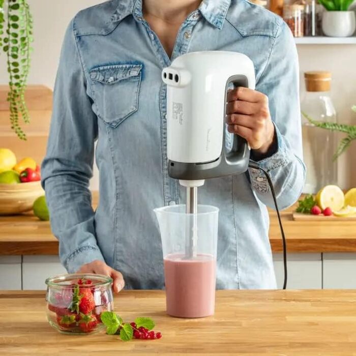 Міксер ручний Moulinex Prep'Mix HM462110, 500 Вт, з нержавіючої сталі, 5 швидкостей, Turbo, насадки для занурювального міксера