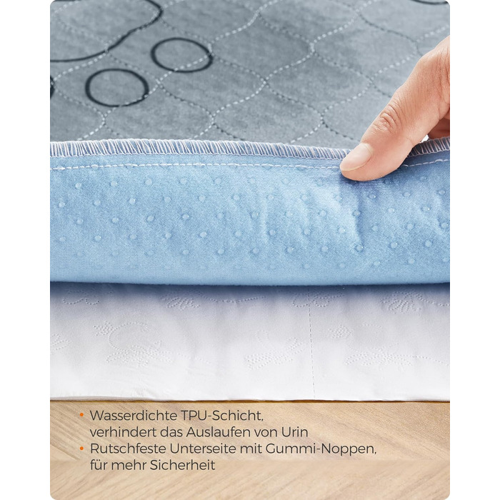 Підстилка для собак Feandrea, 2 шт., 122 x 91 см, XL, сіра, витривала, не слизька, супер вбираюча, PTD036G01