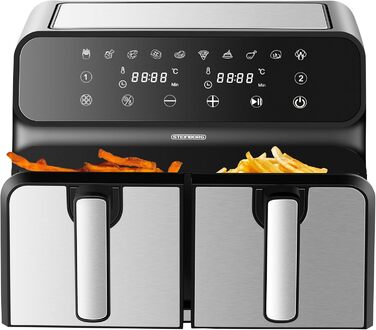 Багатофункціональна фритюрниця без олії | Air Fryer з 2 камерами | Міні-печі Air Fryer 4-в-1 | Фритюрниця, дегідратор, гриль, духовка