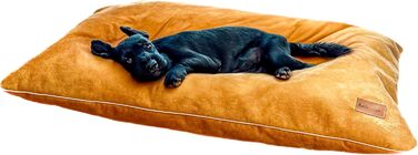 М'яке ліжко-подушка для собак та котів. Зміцнена, м'яка, безпечна для тварин. Розміри: L 80 x B 50 x H 8 см, колір: жовтий