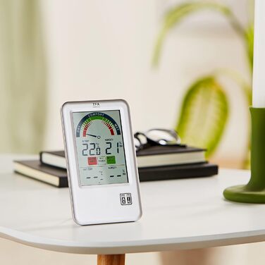 TFA Dostmann Bel-Air Thermo-Hygrometer with Ventilation Recommendation and Comfort Zone Display, for Room Climate Control, L 95 x W 20 (65) x H 158 mm