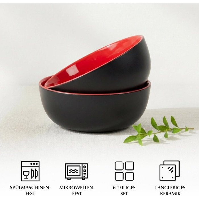 MIAMIO Le Papillon - Набір мисок для сніданку з кераміки (6 шт) 500 мл - Миючі в посудомийній машині та придатні для мікрохвильової печі