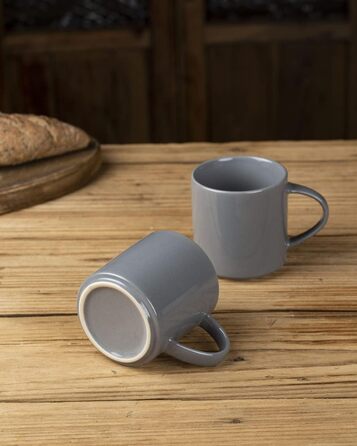 Набір посуду Nebula для 6 осіб, 18-ти частинний: тарілки та миски, керамічний набір, таріль/сервіз, підходить для мікрохвильової печі та посудомийної машини, колір кориця (темно-сірий), 6 чашок (355мл)