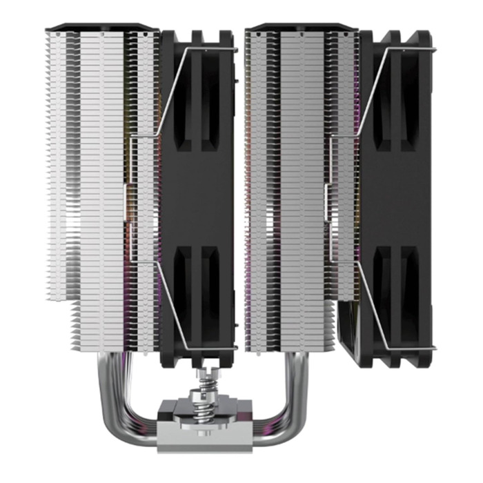 SILENTWARE Titan RGB - Кулер для CPU з подвійною баштою, 6 теплових трубок, 2x 120мм вентилятори PWM, RGB підсвітка, підтримка Intel LGA 115X/1200/1700/1851 та AMD AM4/AM5, TDP 265W