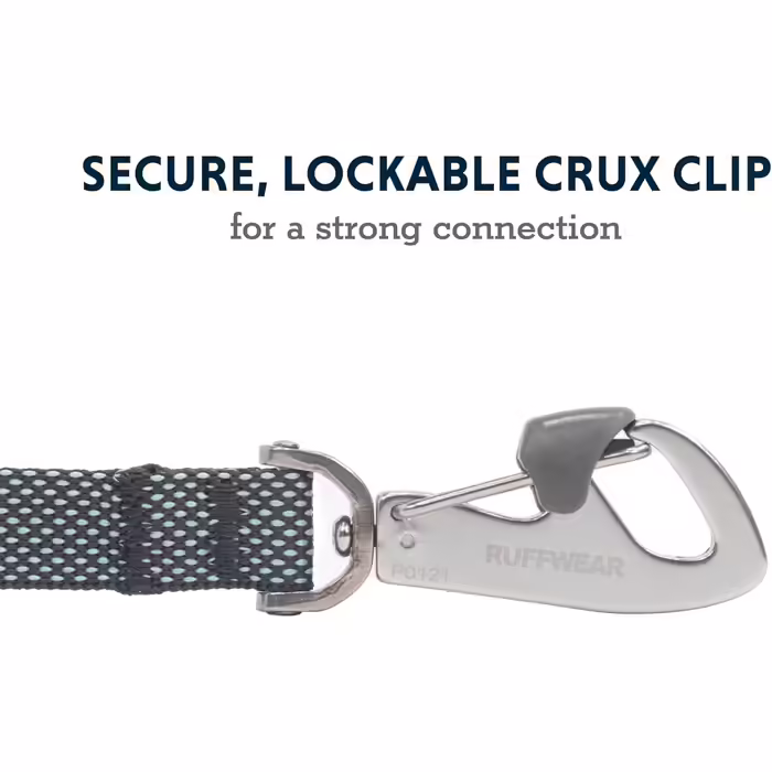 RUFFWEAR Hi & Light Dog Lead, Strong Lead with integrated storage pocket and secure Crux-Clip closure, compactly folds down to pocket size, (Basalt Grey)
