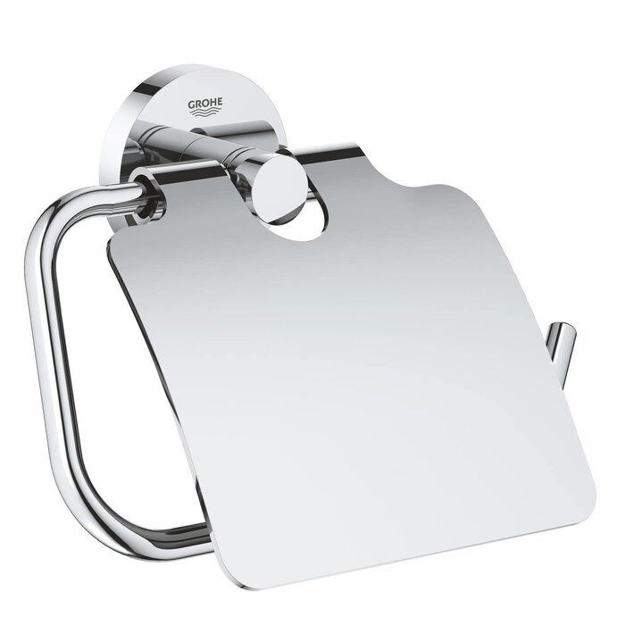 Тримач для туалетного паперу GROHE Essentials хромований, з кришкою, без свердління (клейовий монтаж), 40367001